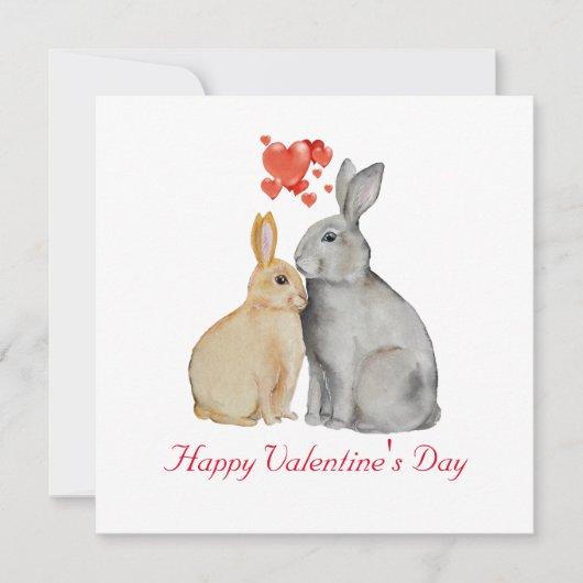 Valentijnsdag Cute Rabbit Briefkaart (Voorkant)