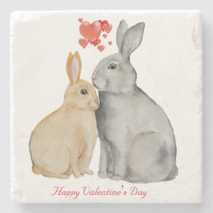 Valentijnsdag Cute Rabbit Stenen Onderzetter