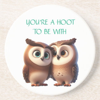 Valentijnsdag Cute Uil Liefde Zandsteen Onderzette Onderzetter
