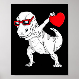 Valentijnsdag Dabbing Dinosaur T Rex Heart Boys K Poster
