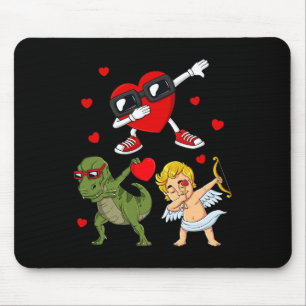 Valentijnsdag Dabbing Hart En Cupido Leuk T Rex B Muismat
