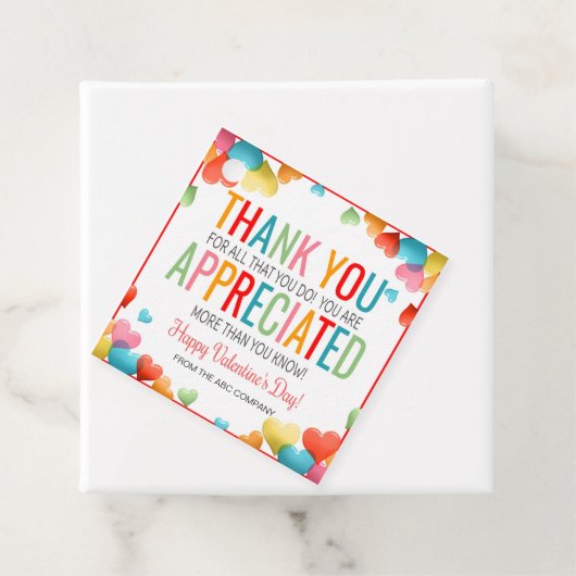 Valentijnsdag Dank u Labels voor cadeaus (In situ)