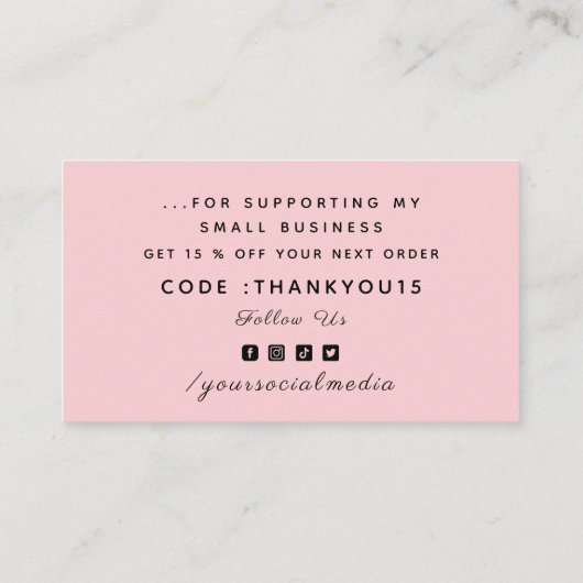 Valentijnsdag Dank u roze Romantische hartliefde Visitekaartje (Achterkant)