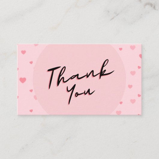 Valentijnsdag Dank u roze Romantische hartliefde Visitekaartje (Voorkant)
