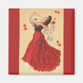 Valentijnsdag, Dansende Lady Red Hearts Magneet (Voorkant)