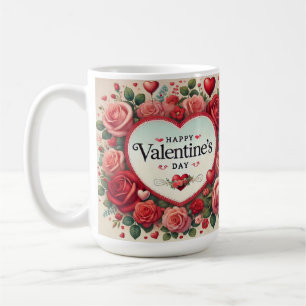 Valentijnsdag Design met Rozen en harten Koffiemok