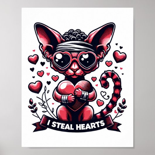 Valentijnsdag Devon Rex Cat I steelt harten Poster (Voorkant)
