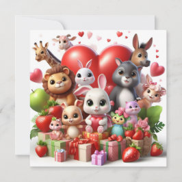 Valentijnsdag Dieren met Hart Feestdagenkaart