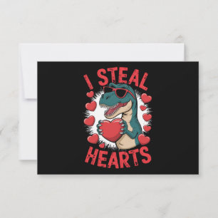 Valentijnsdag Dinosaur I Steal Hearts Love rex Bedankkaart