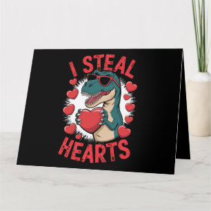 Valentijnsdag Dinosaur I Steal Hearts Love rex Kaart