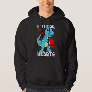 Valentijnsdag Dinosaur Kinder I Steal Hearts Cute Hoodie
