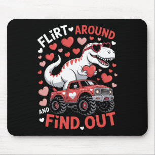 Valentijnsdag Dinosaur Monster Truck Flirt Rondom  Muismat