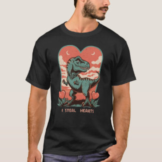 Valentijnsdag Dinosaurus I Steal Hearts T Rex T-shirt