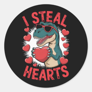 Valentijnsdag Dinosaurus Ik Steel Harten Liefde T Ronde Sticker