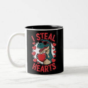 Valentijnsdag Dinosaurus Ik Steel Harten Liefde T Tweekleurige Koffiemok