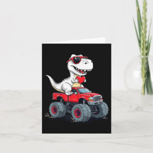 Valentijnsdag dinosaurus monstertruck met hart B Kaart