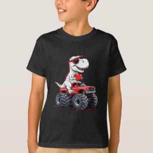 Valentijnsdag dinosaurus monstertruck met hart B T-shirt