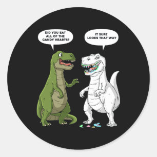 Valentijnsdag Dinosaurus T Rex Fun Hearts Meisjes Ronde Sticker