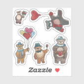 Valentijnsdag Doodle Teddy Bears Set Sticker (Vel)
