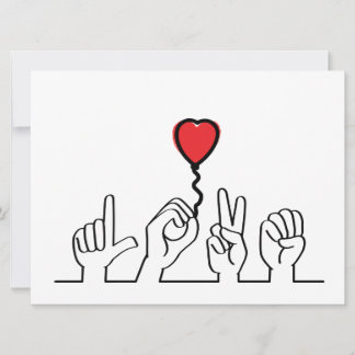 Valentijnsdag. Doof, gebarentaal love - liefde. Feestdagenkaart
