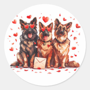 Valentijnsdag Duitse herdershonden Ronde Sticker