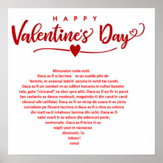 Valentijnsdag, een Roemeens gedicht hartvormig Poster