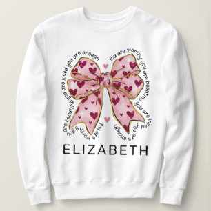 Valentijnsdag Elegant Roze Hart Coquette Bow Trui
