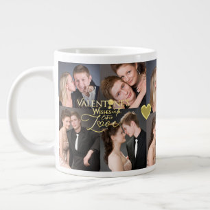 Valentijnsdag Elegante Gouden Fotocollage Extra Grote Beker