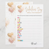 Valentijnsdag Emoji Pictionary game met Answers (Voorkant / Achterkant)