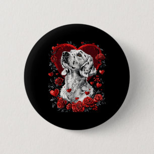 Valentijnsdag Engelse Setter-hond Ronde Button 5,7 Cm