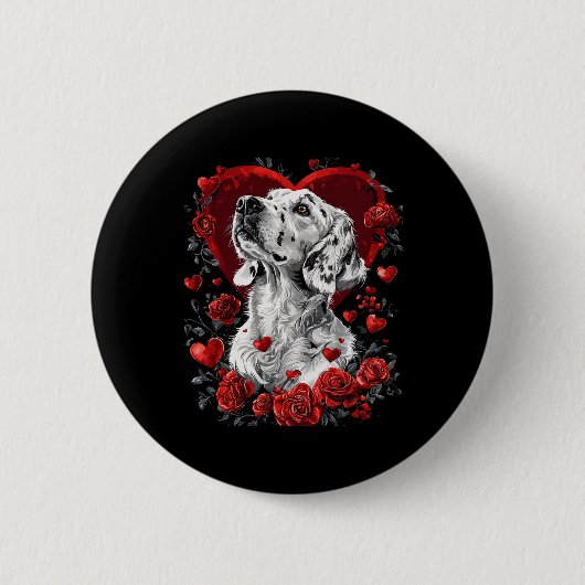 Valentijnsdag Engelse Setter-hond Ronde Button 5,7 Cm (Voorkant)