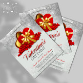 Valentijnsdag Event Red Heart Box & Roos Petals Flyer