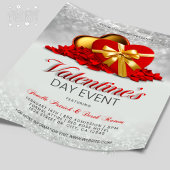 Valentijnsdag Event Red Heart Box & Roos Petals Flyer