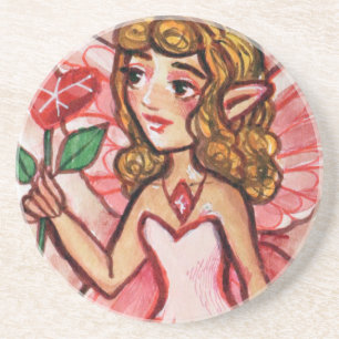 Valentijnsdag Fairy Zandsteen Onderzetter