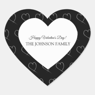 Valentijnsdag Feest Hand Getekende Harten Wit Grij Hart Sticker