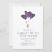 Valentijnsdag Feest Hart Waterverf Paars Kaart (Voorkant)