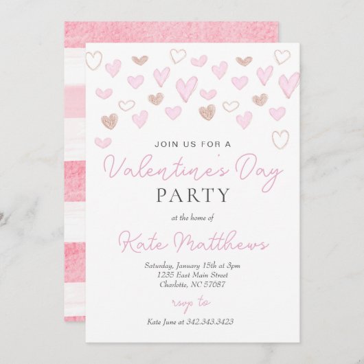 Valentijnsdag Feest Uitnodiging (Voorkant / Achterkant)