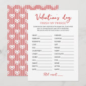 Valentijnsdag Finish mijn zin Party spel Kaart (Voorkant / Achterkant)