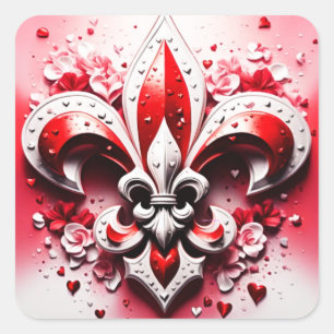 Valentijnsdag Fleur De Lis Vierkante Sticker