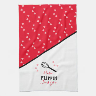 Valentijnsdag Flippin Loves You Hartjes Bakken   Theedoek