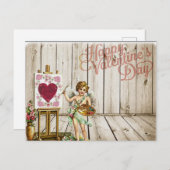 Valentijnsdag  Flowers Cherub Feestdagenkaart (Voorkant / Achterkant)