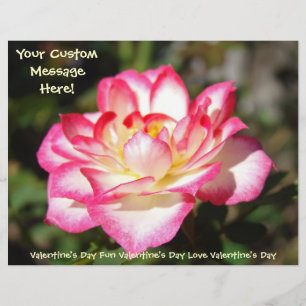 Valentijnsdag Flyer op maat Roze Witte Roos