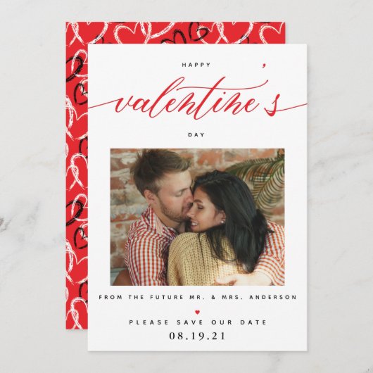 Valentijnsdag Foto Wedding Save the Date (Voorkant / Achterkant)