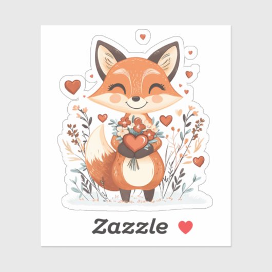 Valentijnsdag Fox Sticker (Vel)