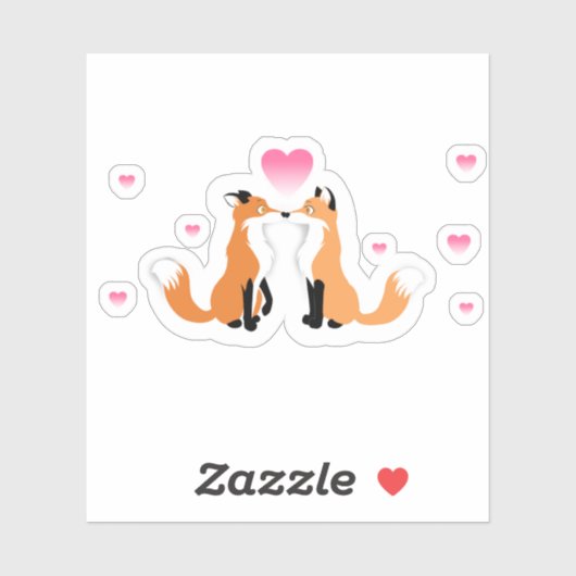 Valentijnsdag Foxes Sticker (Vel)