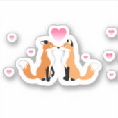 Valentijnsdag Foxes Sticker (Voorkant)