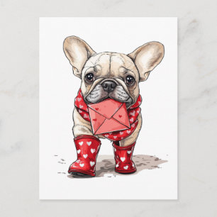 Valentijnsdag Franse Bulldog Liefdesbrief Briefkaart