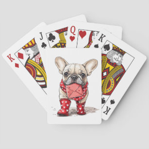 Valentijnsdag Franse Bulldog Liefdesbrief Pokerkaarten