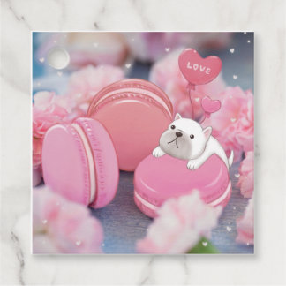 Valentijnsdag: Franse Bulldog, Macarons & Flower Bedankjes Labels