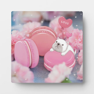 Valentijnsdag: Franse Bulldog, Macarons & Flower Fotoplaat